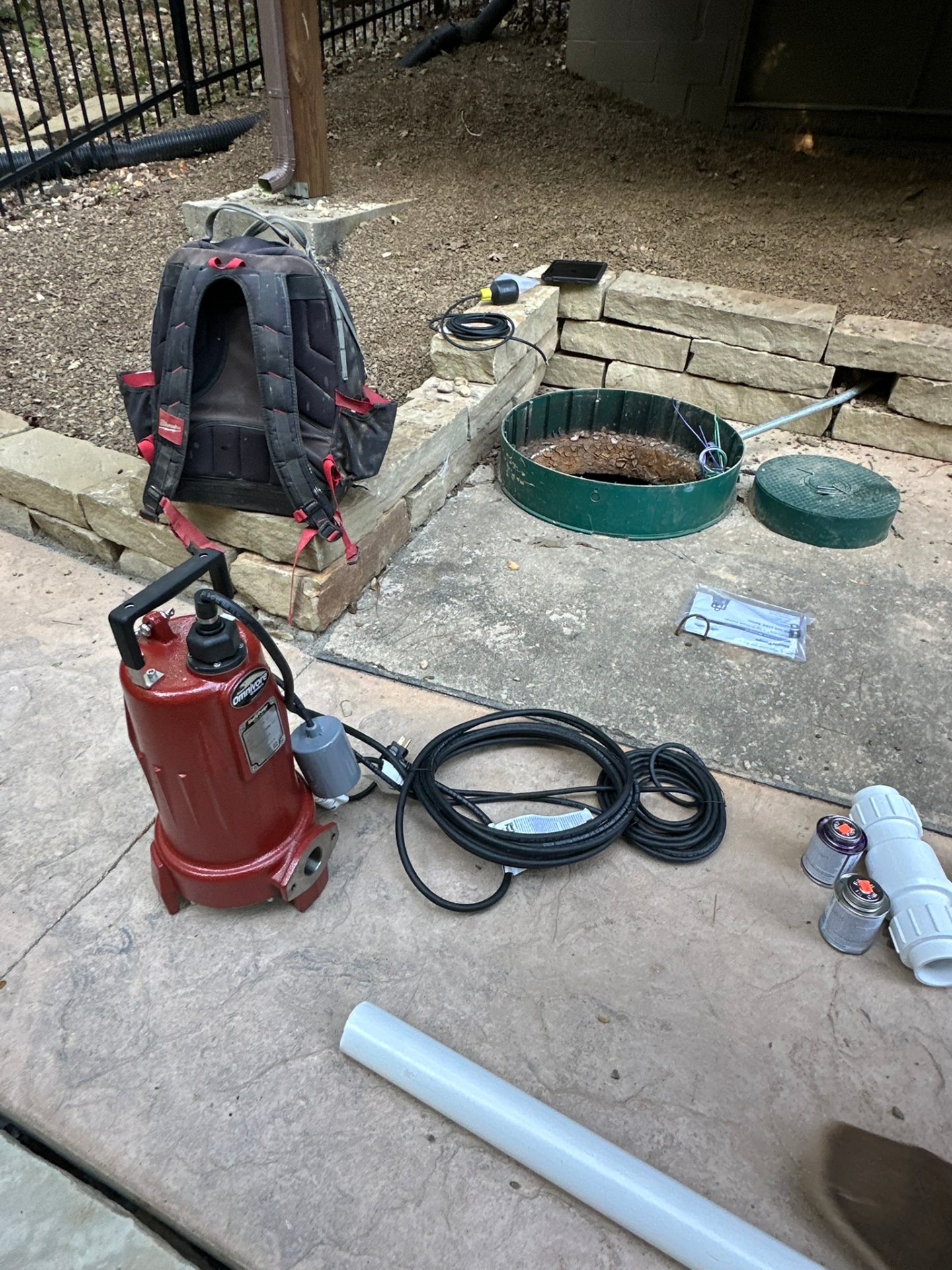 New sewer grinder pump prepared for installation at a Bella Vista, Arkansas home.