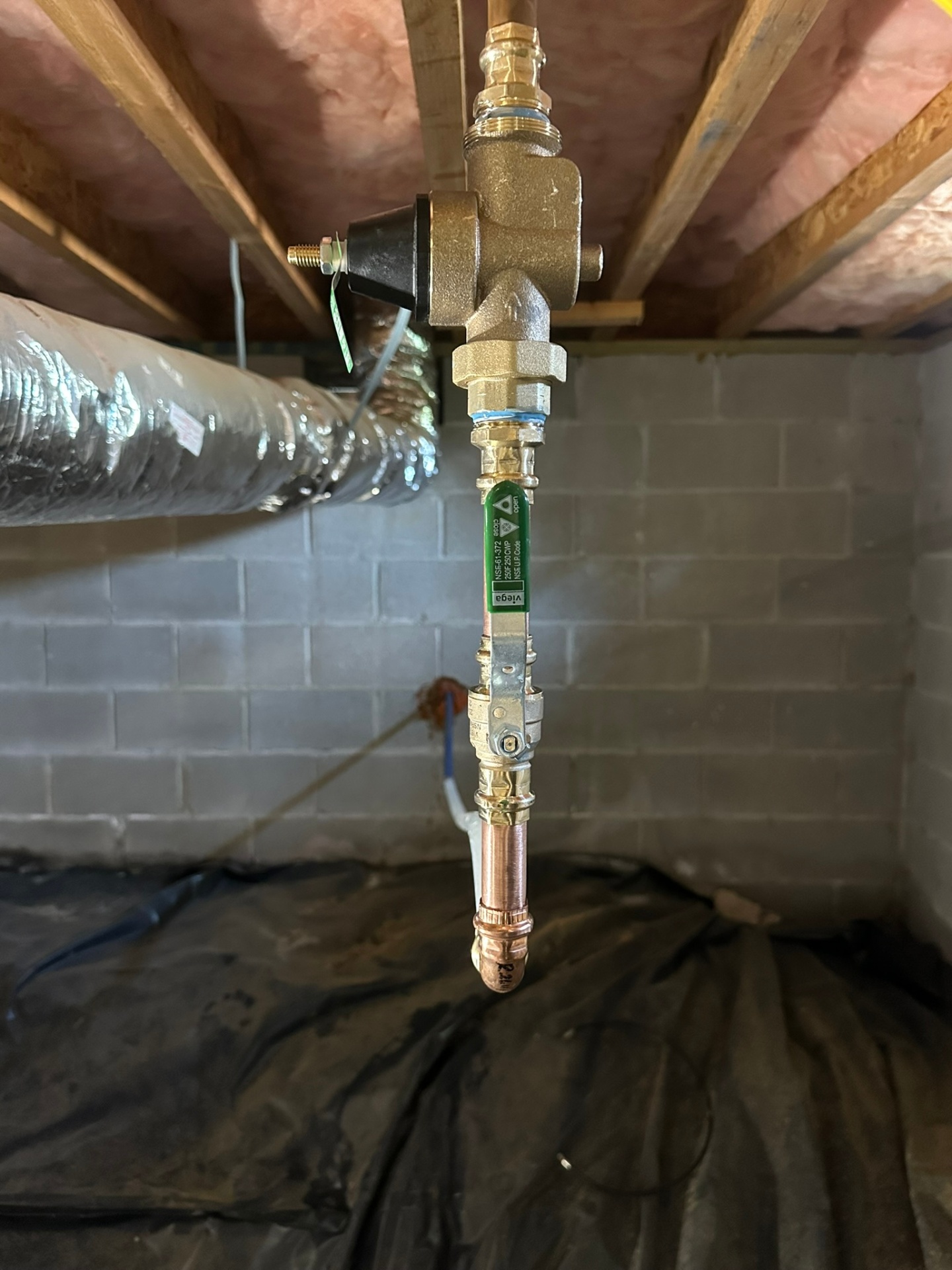 New water pressure regulator installed on the incoming water line at a Bella Vista, Arkansas home.